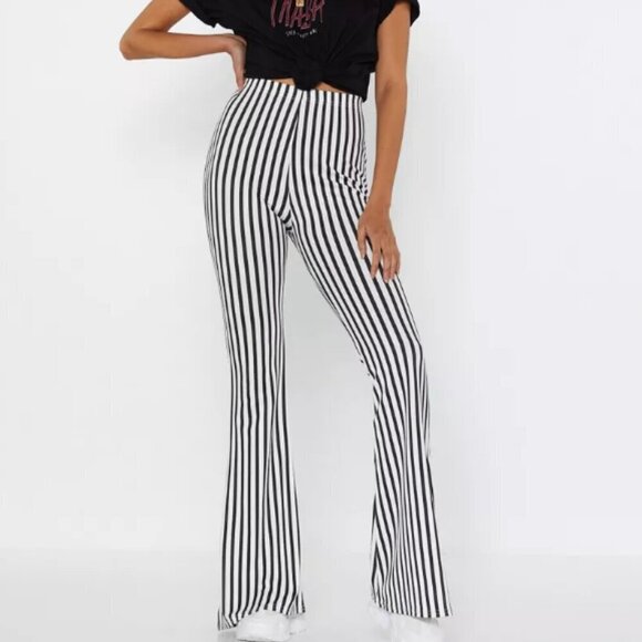 NASTY GAL High Wasted Striped Flare Pants NWOT 6 - Picture 1 of 12
